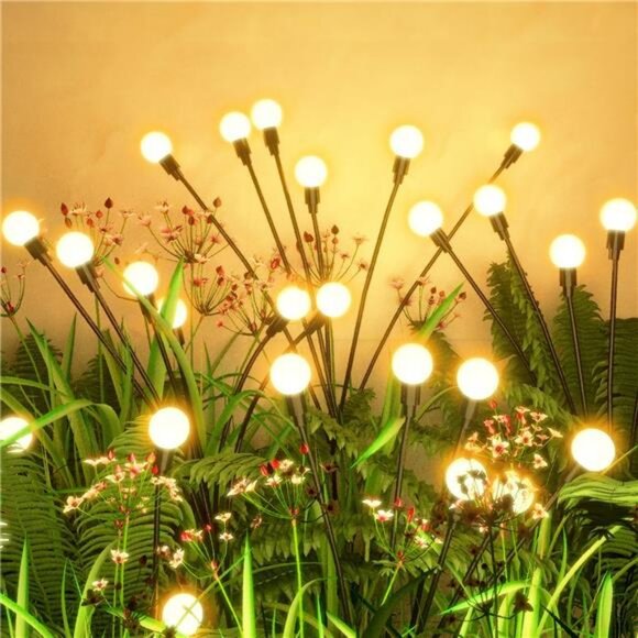 Solar Lights Outdoor Waterproof 2 Pack, Upgraded Outdoor Firefly Light - Picture 1 of 7